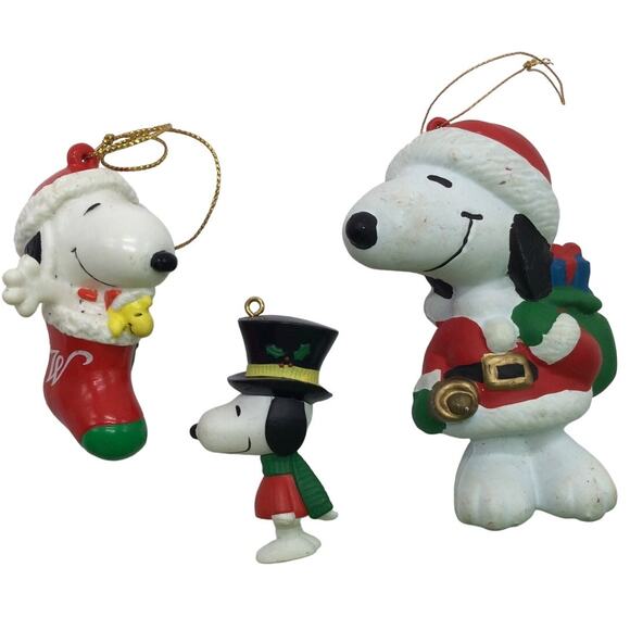 Rare Wilton Vintage Peanuts Snoopy Collectible Christmas Ornaments Lot of 3 - Picture 1 of 11